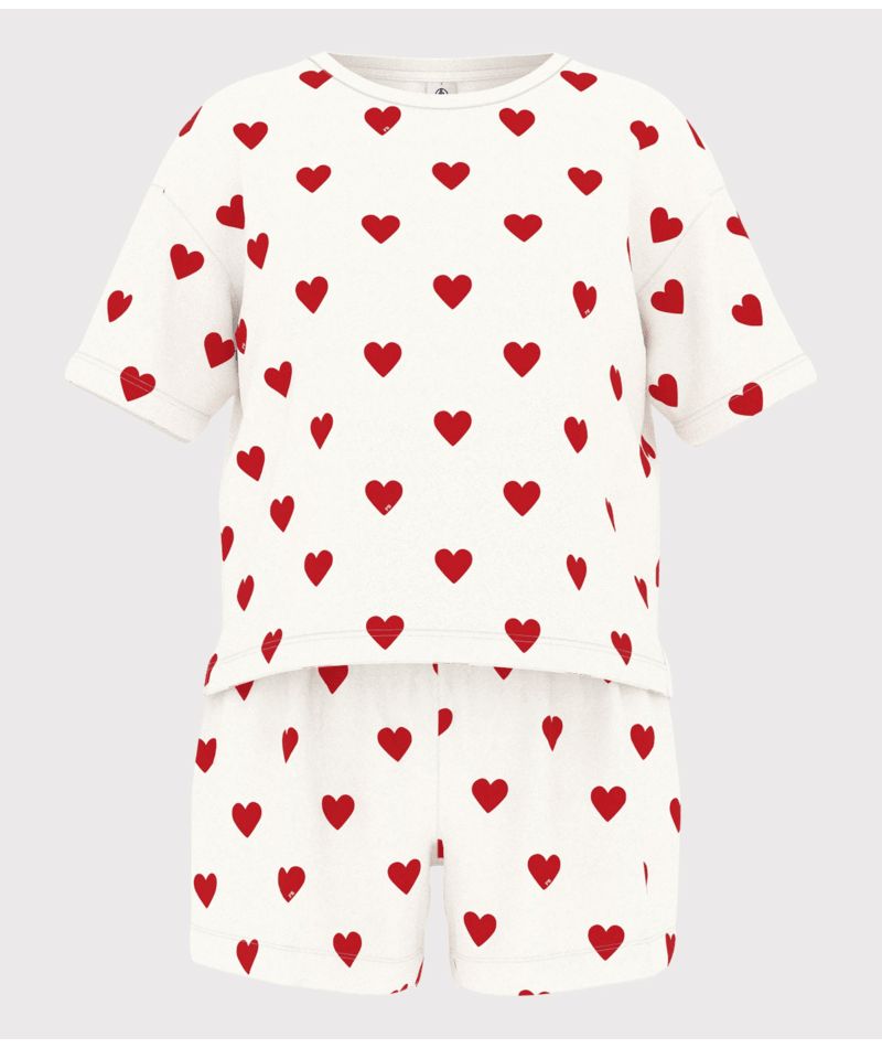 AW25 - A0B5V 01 WHITE RED SHORT SLEEVES FALL WINTER 2025/26 HEARTS ICONIC PYJAMAS