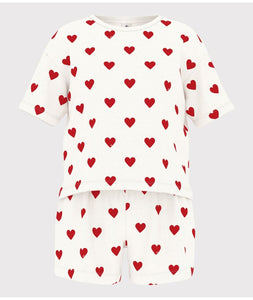 AW25 - A0B5V 01 WHITE RED SHORT SLEEVES FALL WINTER 2025/26 HEARTS ICONIC PYJAMAS