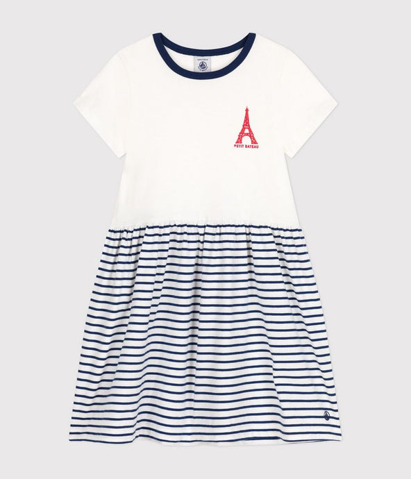 AW24 - A0BZ5 01 WHITE NAVY DRESSES FALL WINTER 2024/25 PARIS THEME STRIPES