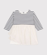 Load image into Gallery viewer, AW24 - A0CUM 01 WHITE NAVY DRESSES FALL WINTER 2024/25 LONG SLEEVES STRIPES
