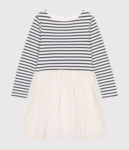 AW24 - A0D5D 01 WHITE NAVY DRESSES FALL WINTER 2024/25 LONG SLEEVES STRIPES