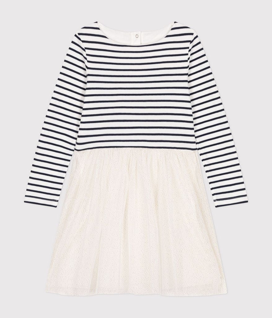 AW24 - A0D5D 01 WHITE NAVY DRESSES FALL WINTER 2024/25 LONG SLEEVES STRIPES