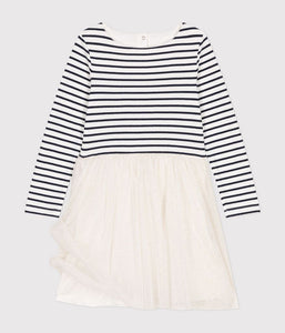 AW24 - A0D5D 01 WHITE NAVY DRESSES FALL WINTER 2024/25 LONG SLEEVES STRIPES