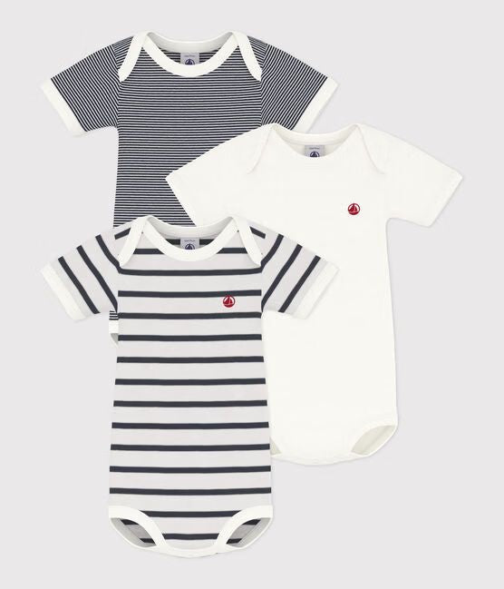 SS25 - A01TC 00 WHITE NAVY BODYSUITS NEWBORN PERMANENTS SAILOR SPRING SUMMER 2025 STRIPES