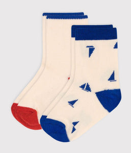 SS25 - A0CF5 01 WHITE BLUE ACCESSORIES SAILOR SOCKS SPRING SUMMER 2025