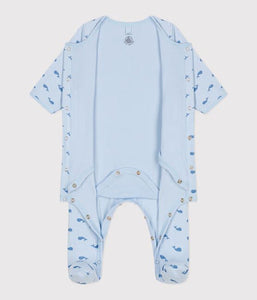 SS25 - A0CFL 01 BLUE BODYSUITS LONG SLEEVES NEWBORN SAILOR SPRING SUMMER 2025