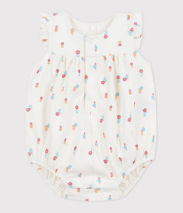 SS25 - A0CFY 01 WHITE MULTI FLORAL NEWBORN ROMPERS SPRING SUMMER 2025