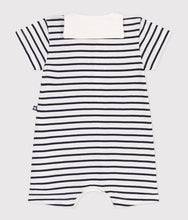Load image into Gallery viewer, SS25 - A0CG2 01 WHITE NAVY 25% SALE NEWBORN ROMPERS SAILOR SPRING SUMMER 2025 STRIPES
