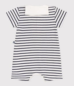 SS25 - A0CG2 01 WHITE NAVY NEWBORN ROMPERS SAILOR SPRING SUMMER 2025 STRIPES