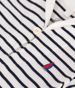 SS25 - A0CG2 01 WHITE NAVY NEWBORN ROMPERS SAILOR SPRING SUMMER 2025 STRIPES