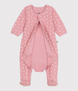 SS25 - A0CIO 01 PINK WHITE BODYSUITS HEARTS NEWBORN SPRING SUMMER 2025