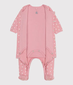 SS25 - A0CIO 01 PINK WHITE BODYSUITS HEARTS NEWBORN SPRING SUMMER 2025