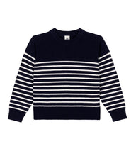 Load image into Gallery viewer, SS25 - A0CJ1 01 NAVY WHITE LONG SLEEVES PARIS THEME SAILOR SPRING SUMMER 2025 STRIPES SWEATER
