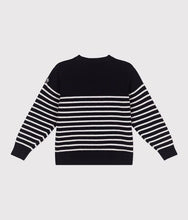 Load image into Gallery viewer, SS25 - A0CJ1 01 NAVY WHITE LONG SLEEVES PARIS THEME SAILOR SPRING SUMMER 2025 STRIPES SWEATER
