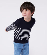 Load image into Gallery viewer, SS25 - A0CJ1 01 NAVY WHITE LONG SLEEVES PARIS THEME SAILOR SPRING SUMMER 2025 STRIPES SWEATER
