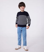 Load image into Gallery viewer, SS25 - A0CJ1 01 NAVY WHITE LONG SLEEVES PARIS THEME SAILOR SPRING SUMMER 2025 STRIPES SWEATER
