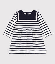 Load image into Gallery viewer, SS25 - A0CNY 01 WHITE NAVY DRESSES LONG SLEEVES SAILOR SPRING SUMMER 2025 STRIPES
