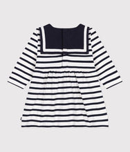 Load image into Gallery viewer, SS25 - A0CNY 01 WHITE NAVY DRESSES LONG SLEEVES SAILOR SPRING SUMMER 2025 STRIPES
