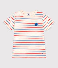 Load image into Gallery viewer, SS25 - A0CQ4 01 CREAM MULTI HEARTS SHORT SLEEVE SPRING SUMMER 2025 STRIPES T-SHIRTS
