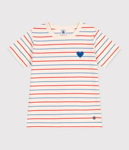 SS25 - A0CQ4 01 CREAM MULTI HEARTS SHORT SLEEVE SPRING SUMMER 2025 STRIPES T-SHIRTS