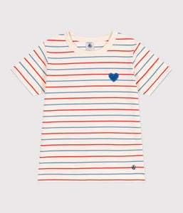 SS25 - A0CQ4 01 CREAM MULTI 25% SALE HEARTS SHORT SLEEVE SPRING SUMMER 2025 STRIPES T-SHIRTS
