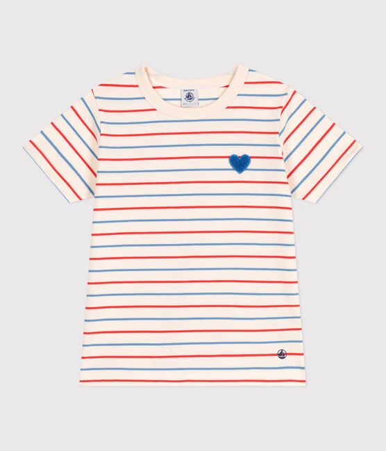 SS25 - A0CQ4 01 CREAM MULTI HEARTS SHORT SLEEVE SPRING SUMMER 2025 STRIPES T-SHIRTS