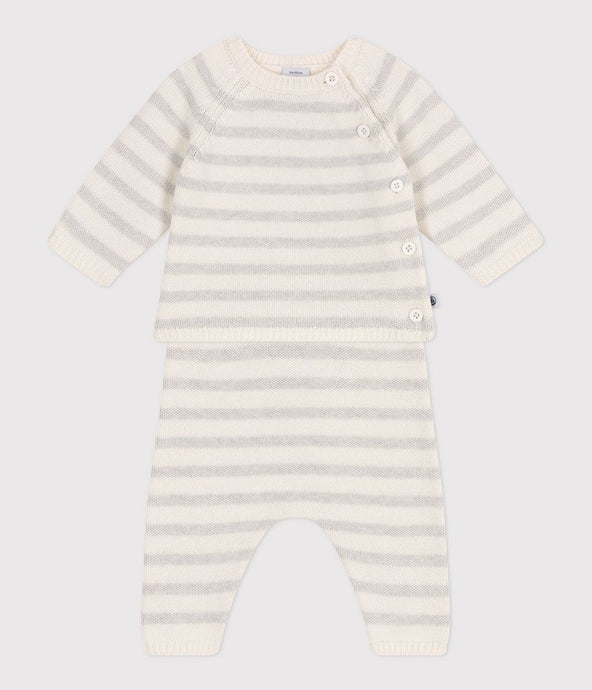 SS25 - A0CRO 03 WHITE GREY NEWBORN OUTFITS SPRING SUMMER 2025 STRIPES