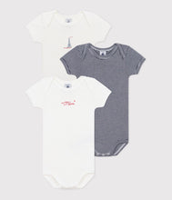 Load image into Gallery viewer, SS25 - A0CRQ 00 WHITE NAVY BODYSUITS NEWBORN SPRING SUMMER 2025
