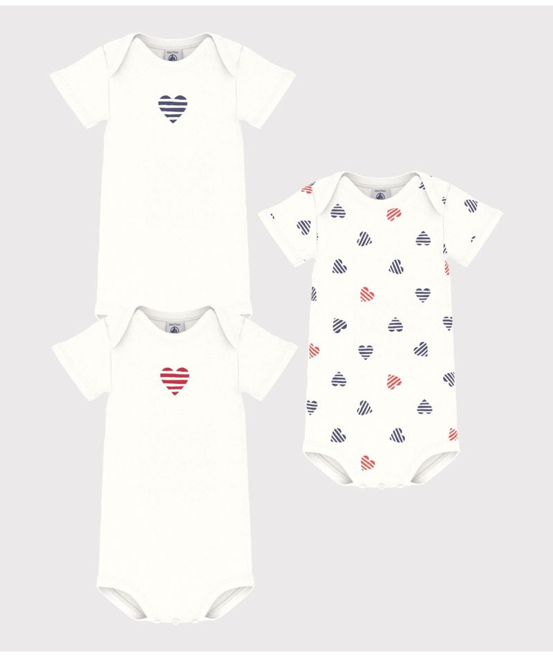 SS25 - A0CXD 00 WHITE BODYSUITS HEARTS NEWBORN SPRING SUMMER 2025