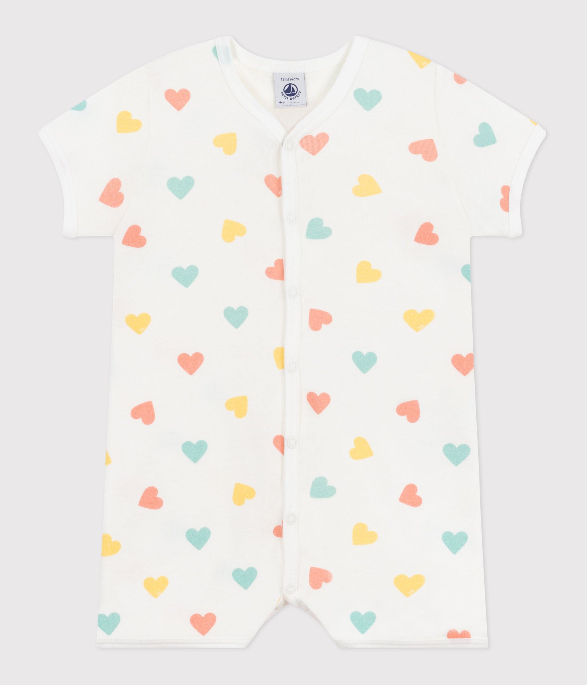 SS25 - A0CZ8 01 WHITE MULTI 25% SALE HEARTS NEWBORN ROMPERS SPRING SUMMER 2025