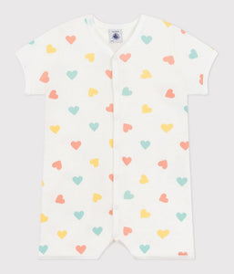 SS25 - A0CZ8 01 WHITE MULTI HEARTS NEWBORN ROMPERS SPRING SUMMER 2025