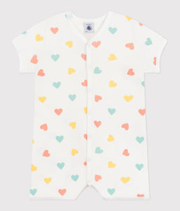 SS25 - A0CZ8 01 WHITE MULTI 25% SALE HEARTS NEWBORN ROMPERS SPRING SUMMER 2025
