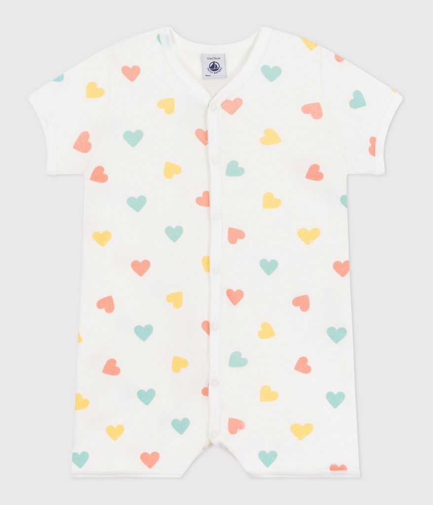 SS25 - A0CZ8 01 WHITE MULTI HEARTS NEWBORN ROMPERS SPRING SUMMER 2025