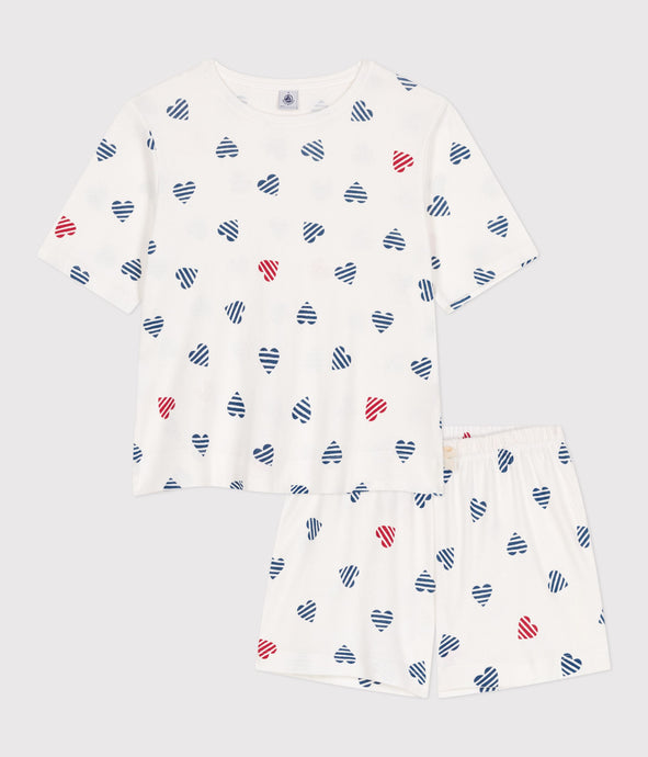 SS25 - A0D1E 01 WHITE MULTI 25% SALE HEARTS ICONIC PYJAMAS SPRING SUMMER 2025
