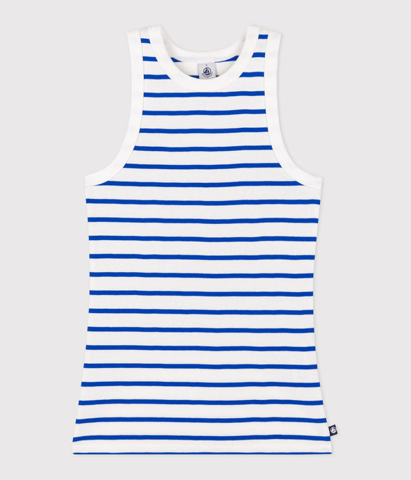 AW25 - A0D3H 01 WHITE BLUE ICONIC SPRING SUMMER 2025 STRIPES TANK TOP