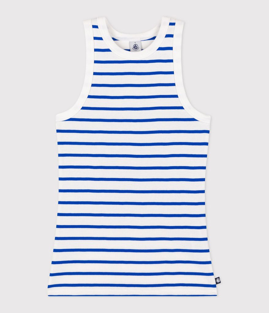 SS25 - A0D3H 01 WHITE BLUE ICONIC SPRING SUMMER 2025 STRIPES TANK TOP