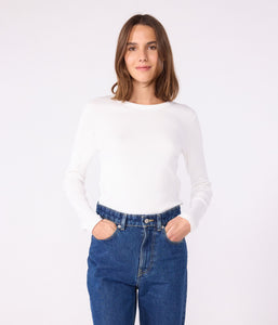 AW25 - A0AKG 01 WHITE LONG SLEEVES CREWNECK TEE FALL WINTER 2025/26 ICONIC PERMANENTS T-SHIRTS