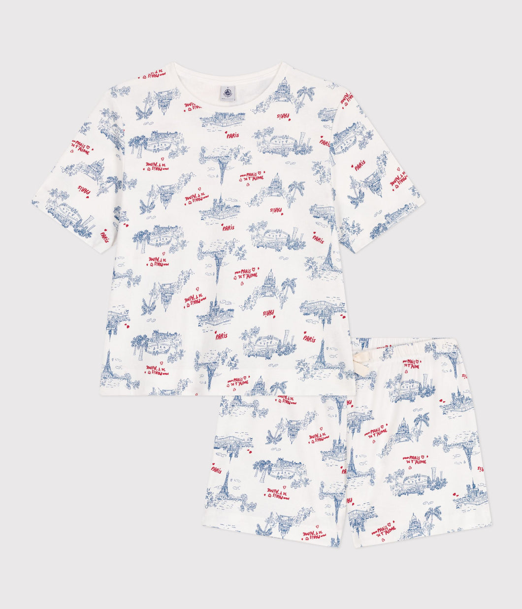AW25 - A0CQM 01 WHITE MULTI SHORT SLEEVES FALL WINTER 2025/26 HOMEWEAR PARIS THEME PYJAMAS