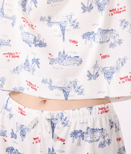 AW25 - A0CQM 01 WHITE MULTI SHORT SLEEVES FALL WINTER 2025/26 HOMEWEAR PARIS THEME PYJAMAS