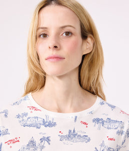 AW25 - A0CQM 01 WHITE MULTI SHORT SLEEVES FALL WINTER 2025/26 HOMEWEAR PARIS THEME PYJAMAS