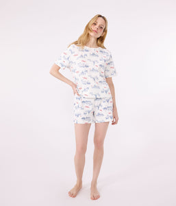 AW25 - A0CQM 01 WHITE MULTI SHORT SLEEVES FALL WINTER 2025/26 HOMEWEAR PARIS THEME PYJAMAS