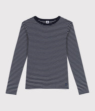 Load image into Gallery viewer, AW25 - A0D46 01 NAVY WHITE LONG SLEEVES CREWNECK TEE FALL WINTER 2025/26 ICONIC STRIPES

