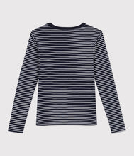Load image into Gallery viewer, AW25 - A0D46 01 NAVY WHITE LONG SLEEVES CREWNECK TEE FALL WINTER 2025/26 ICONIC STRIPES
