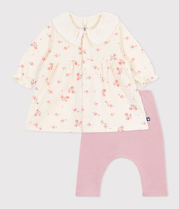 AW25 - A0DTU 01 CREAM PINK DRESSES FALL WINTER 2025/26 FLORAL LEGGINGS LONG SLEEVES OUTFITS