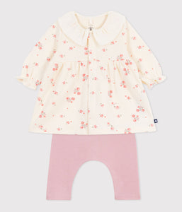 AW25 - A0DTU 01 CREAM PINK DRESSES FALL WINTER 2025/26 FLORAL LEGGINGS LONG SLEEVES OUTFITS