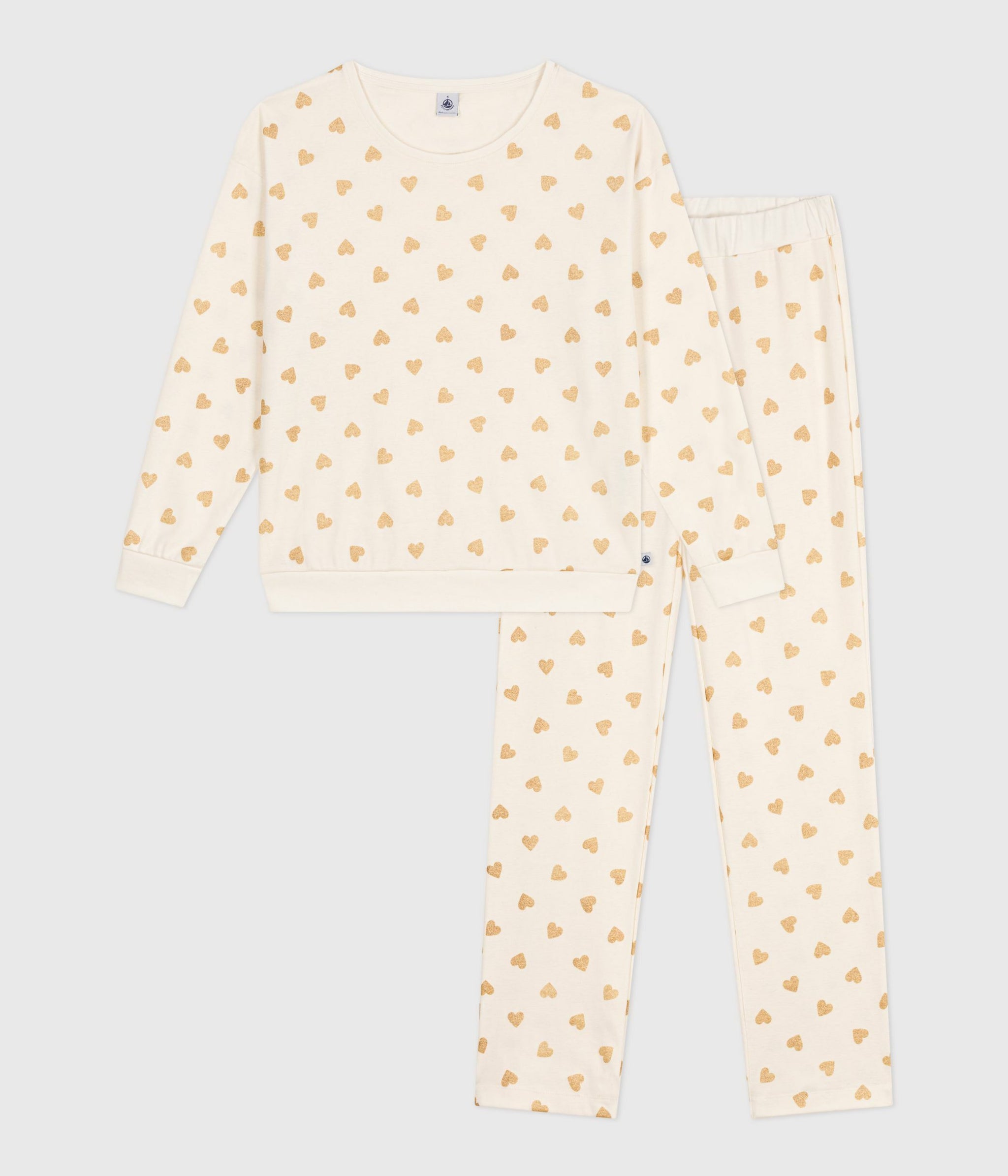 AW25 - A0DV7 01 WHITE GOLD LONG SLEEVES FALL WINTER 2025/26 HEARTS HOMEWEAR PAJAMAS PYJAMAS