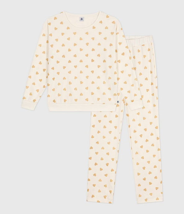AW25 - A0DV7 01 WHITE GOLD LONG SLEEVES FALL WINTER 2025/26 HEARTS HOMEWEAR PYJAMAS