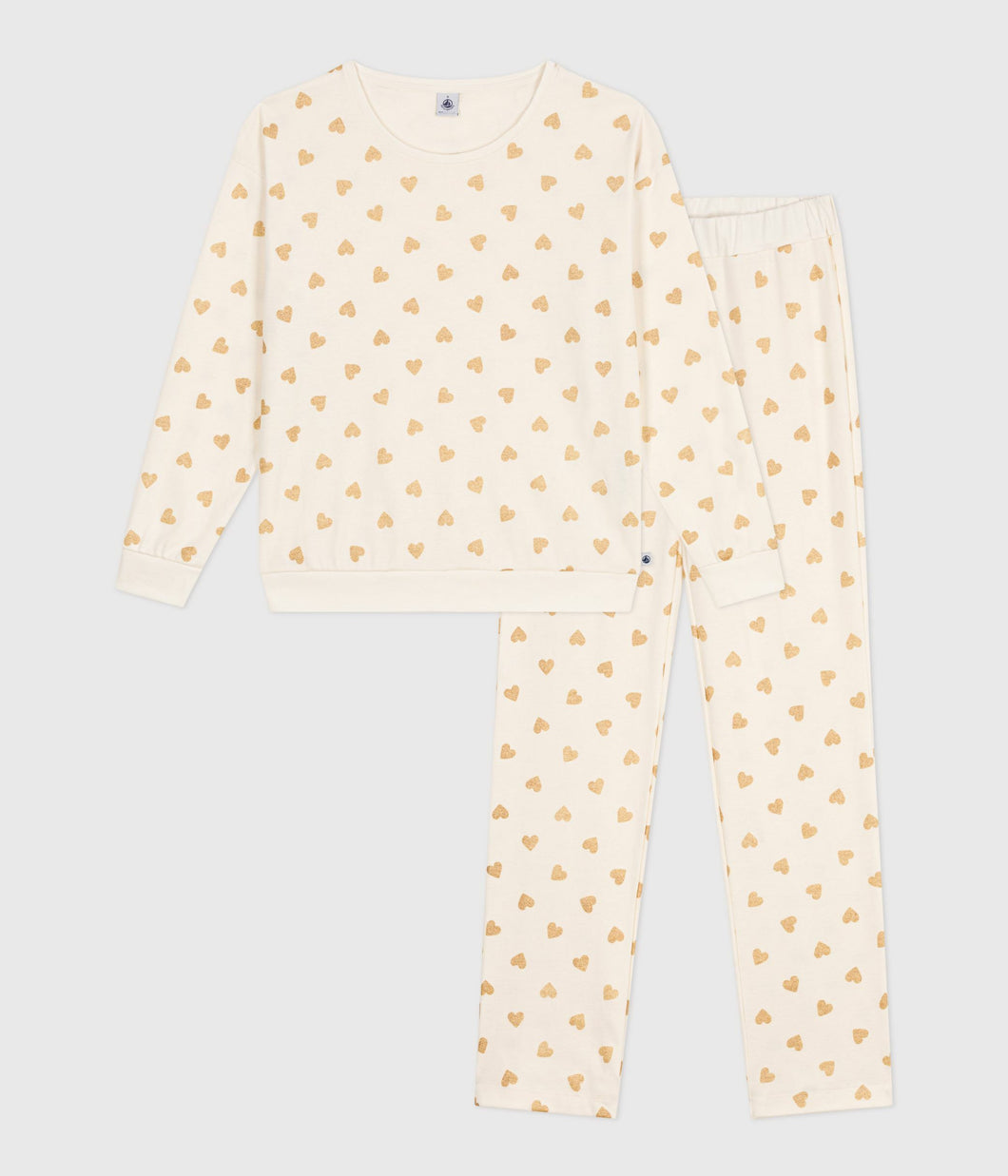 AW25 - A0DV7 01 WHITE GOLD LONG SLEEVES FALL WINTER 2025/26 HEARTS HOMEWEAR PYJAMAS