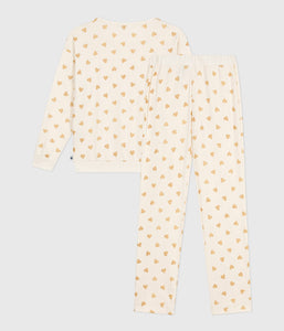 AW25 - A0DV7 01 WHITE GOLD LONG SLEEVES FALL WINTER 2025/26 HEARTS HOMEWEAR PYJAMAS