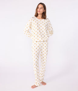 AW25 - A0DV7 01 WHITE GOLD LONG SLEEVES FALL WINTER 2025/26 HEARTS HOMEWEAR PYJAMAS